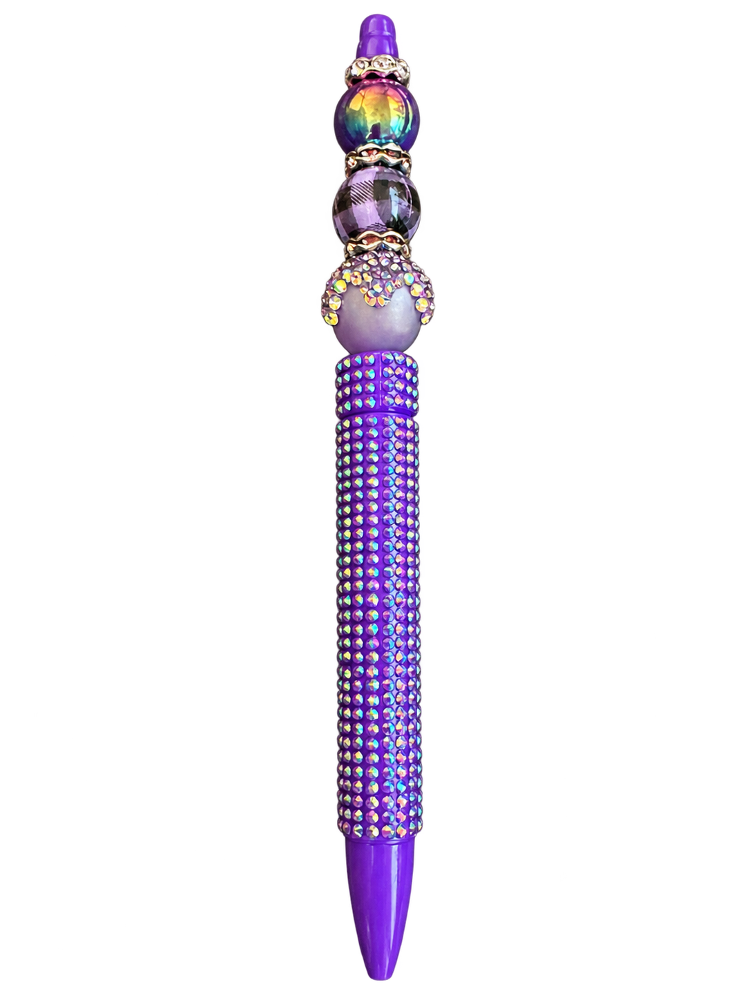 Purple Bling Rhinestone Beaded Pen – Luxury Jeweled Writing Pen