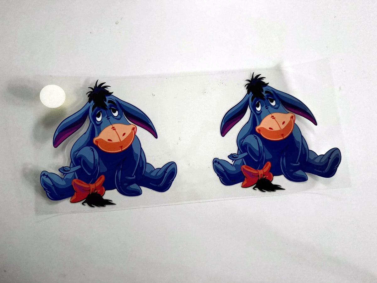 Eeyore Duo UV DTF transfer sheet, upright view