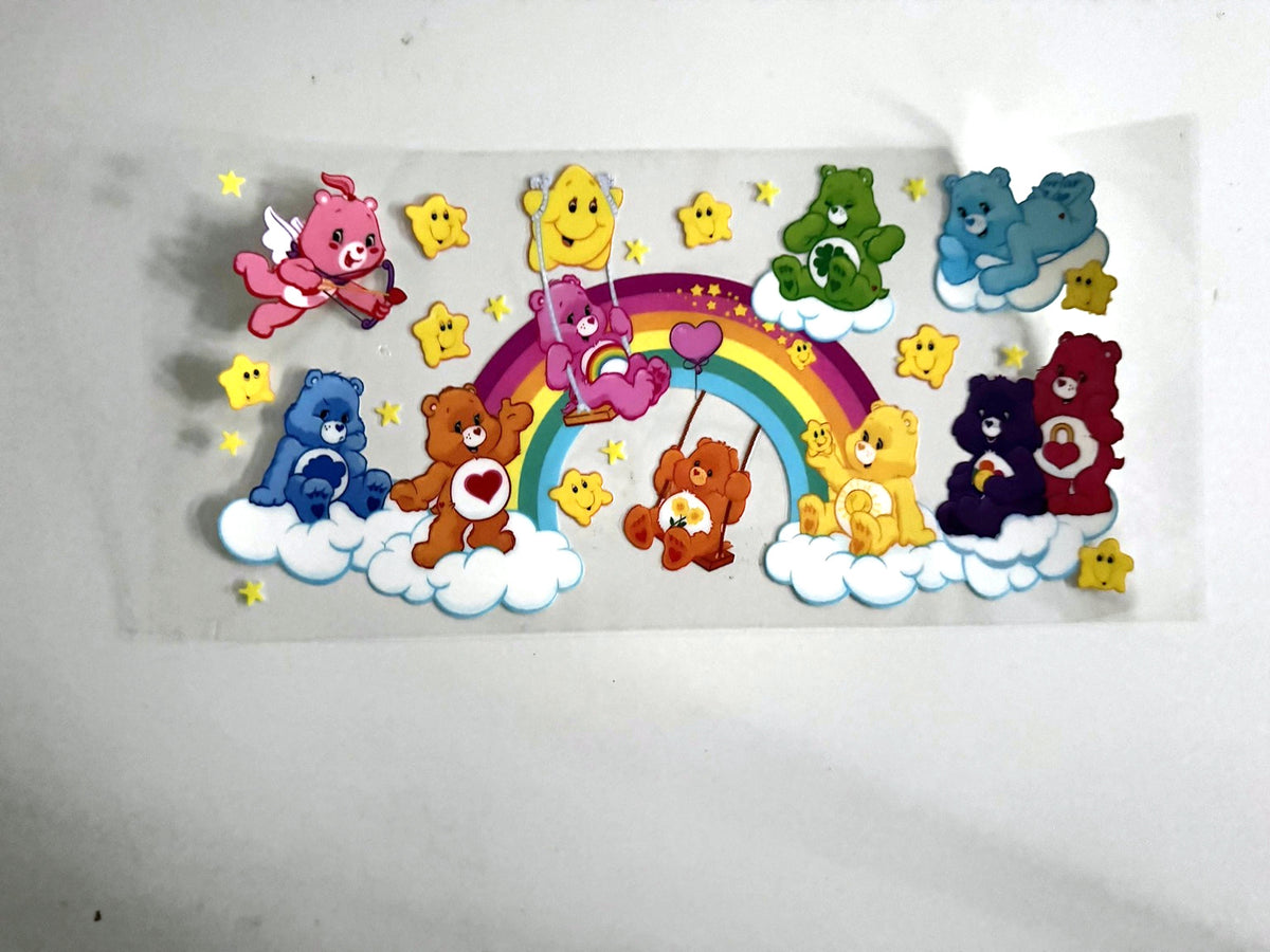 Care Bears Rainbow Gathering UV DTF transfer sheet, upright view