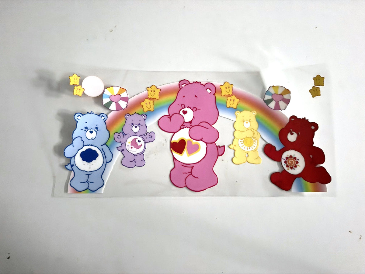Care Bears Rainbow Lineup UV DTF transfer sheet, upright view