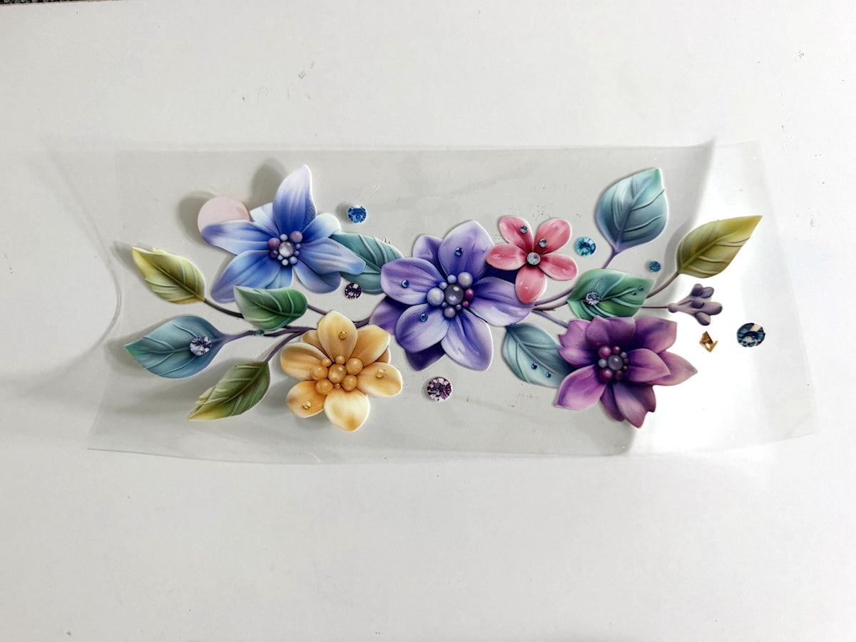Jewel-Style Garden Flowers UV DTF transfer sheet