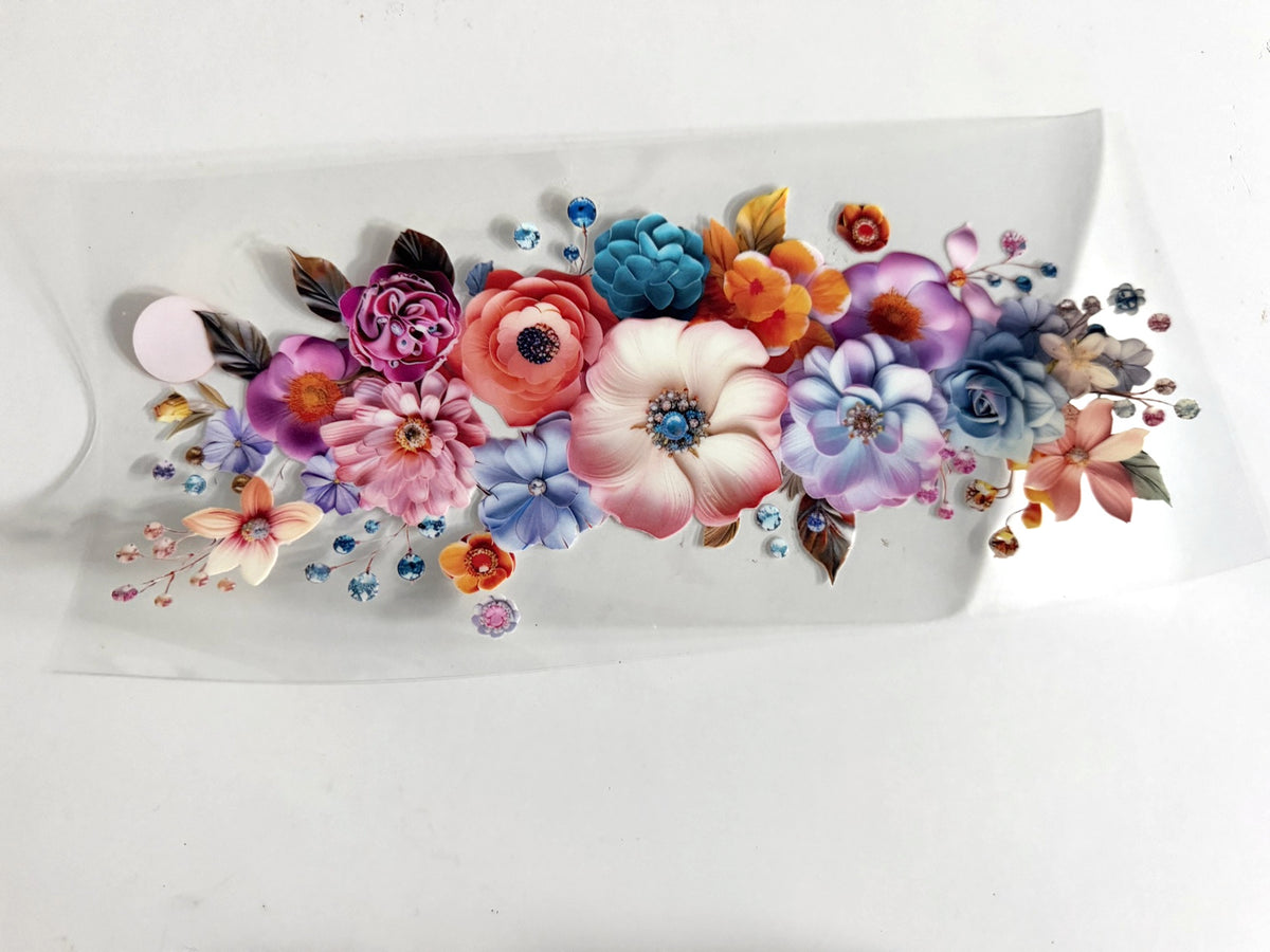 Colorful Jewel-Style Floral Bouquet UV DTF transfer sheet
