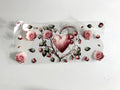 Pink Heart & Rose Vines UV DTF transfer sheet