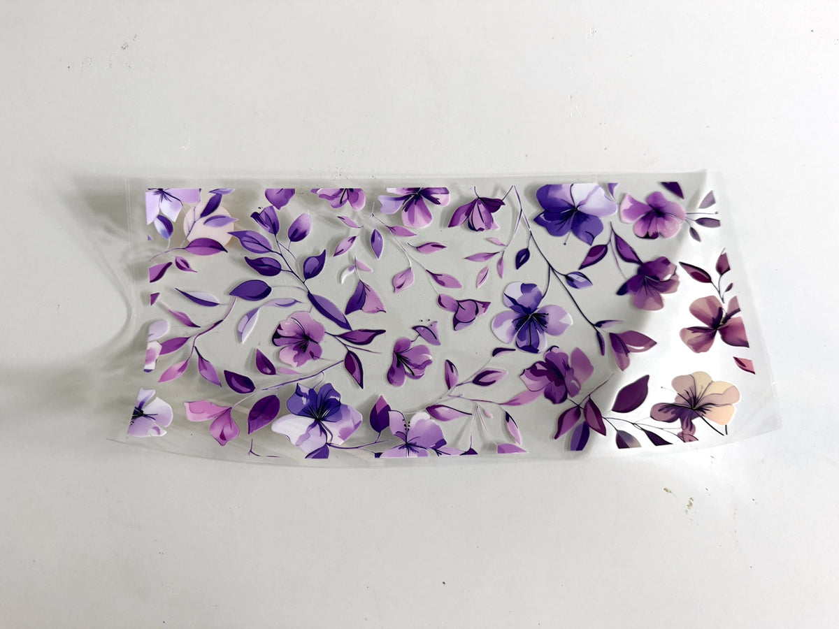 Purple Wildflower Pattern UV DTF transfer sheet