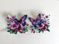 Purple Butterfly & Floral Bouquet Duo UV DTF transfer sheet