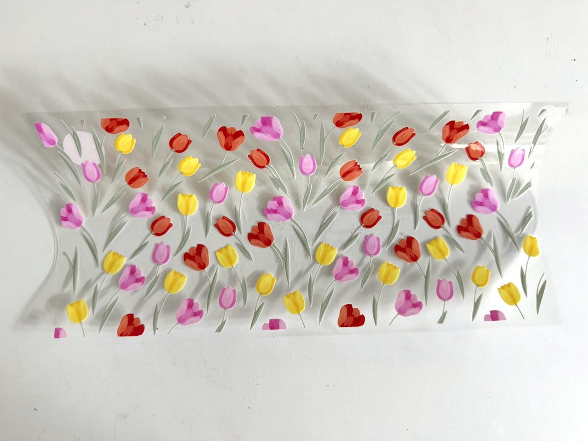 Colorful Tulip Field Pattern UV DTF transfer sheet