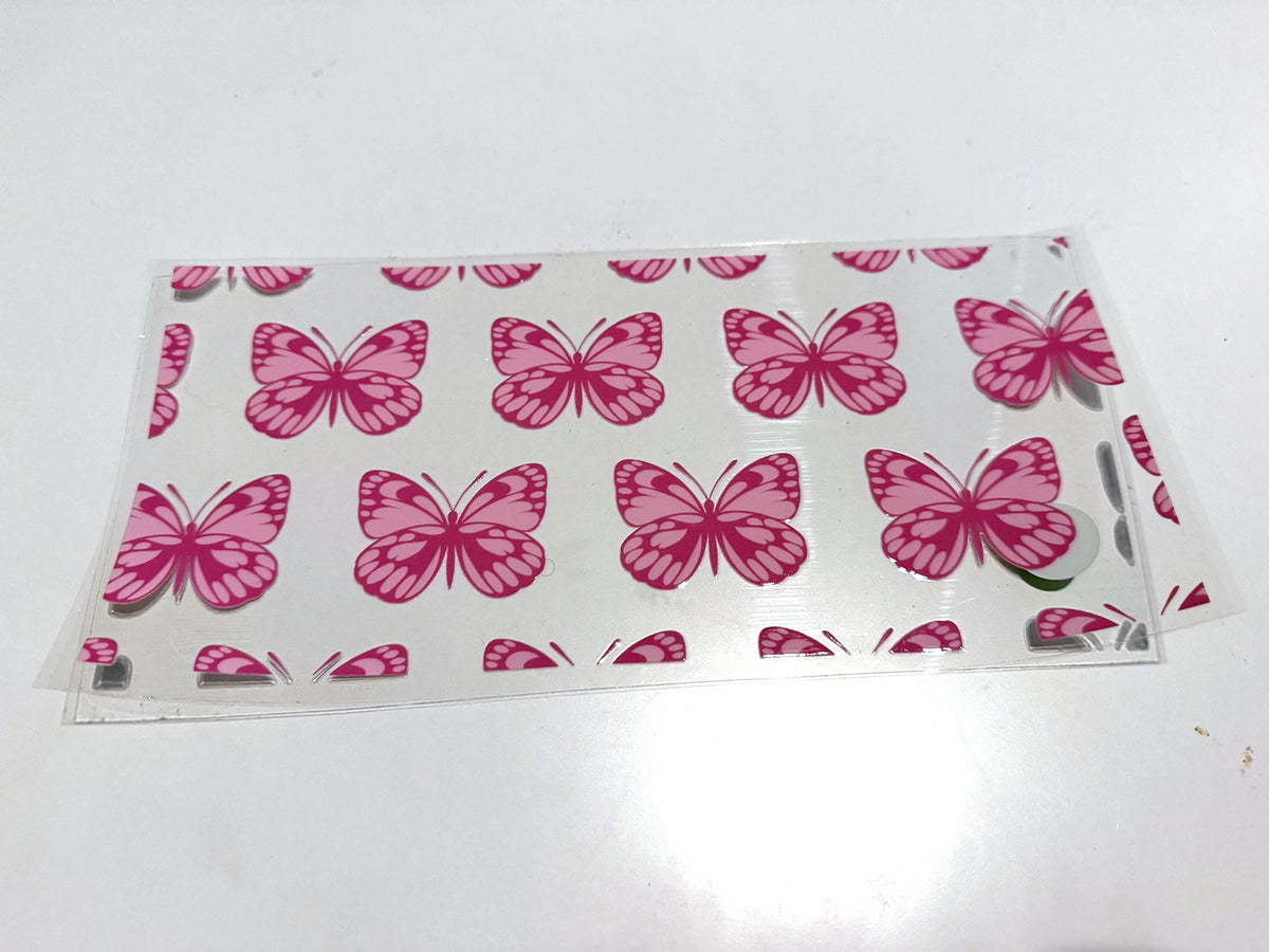 Pink Butterfly Repeat Pattern UV DTF transfer sheet