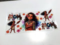 Moana Floral Portrait & Name Collage UV DTF transfer sheet