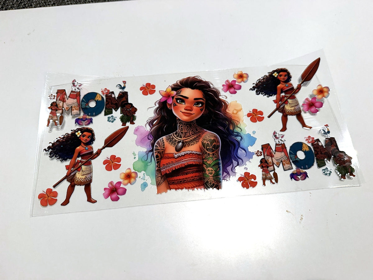 Moana Floral Portrait & Name Collage UV DTF transfer sheet