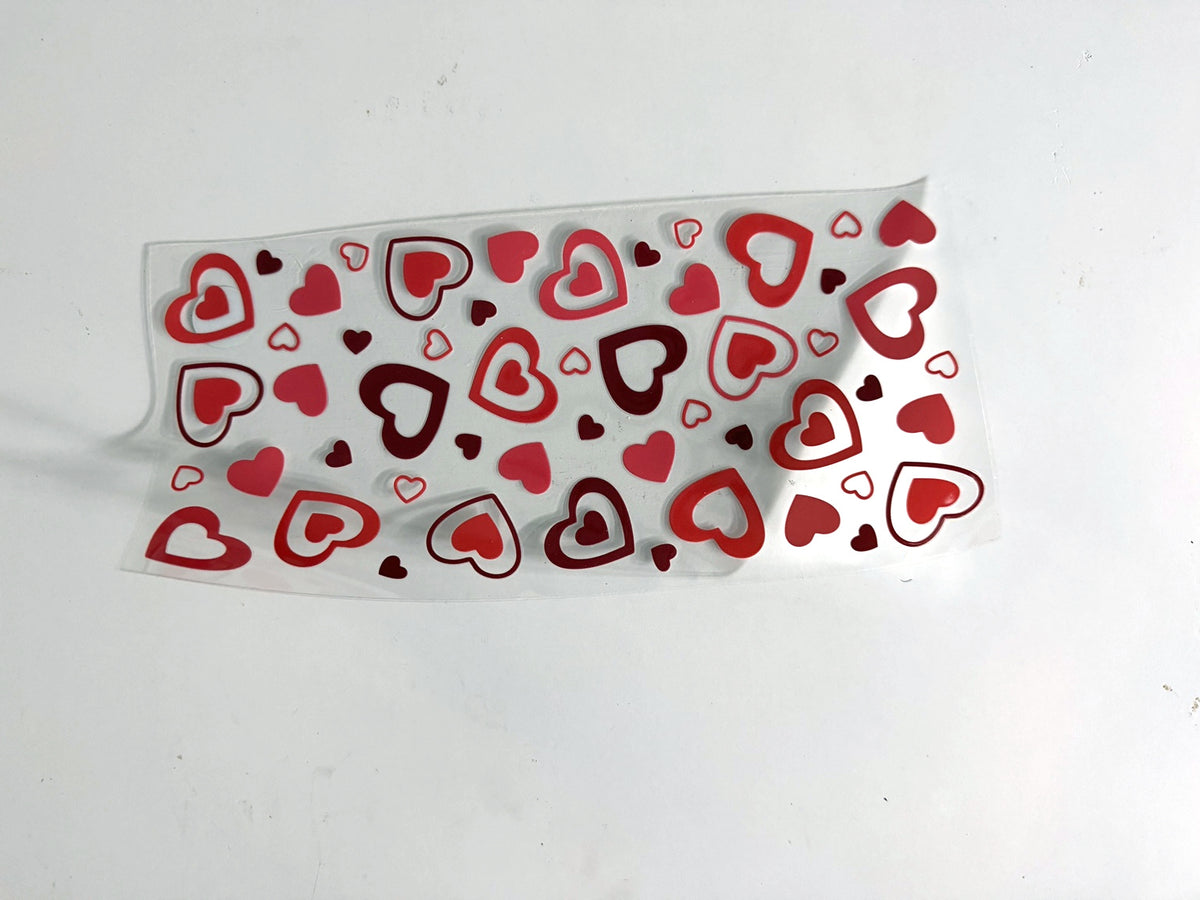 Red & Pink Heart Repeat Pattern UV DTF transfer sheet