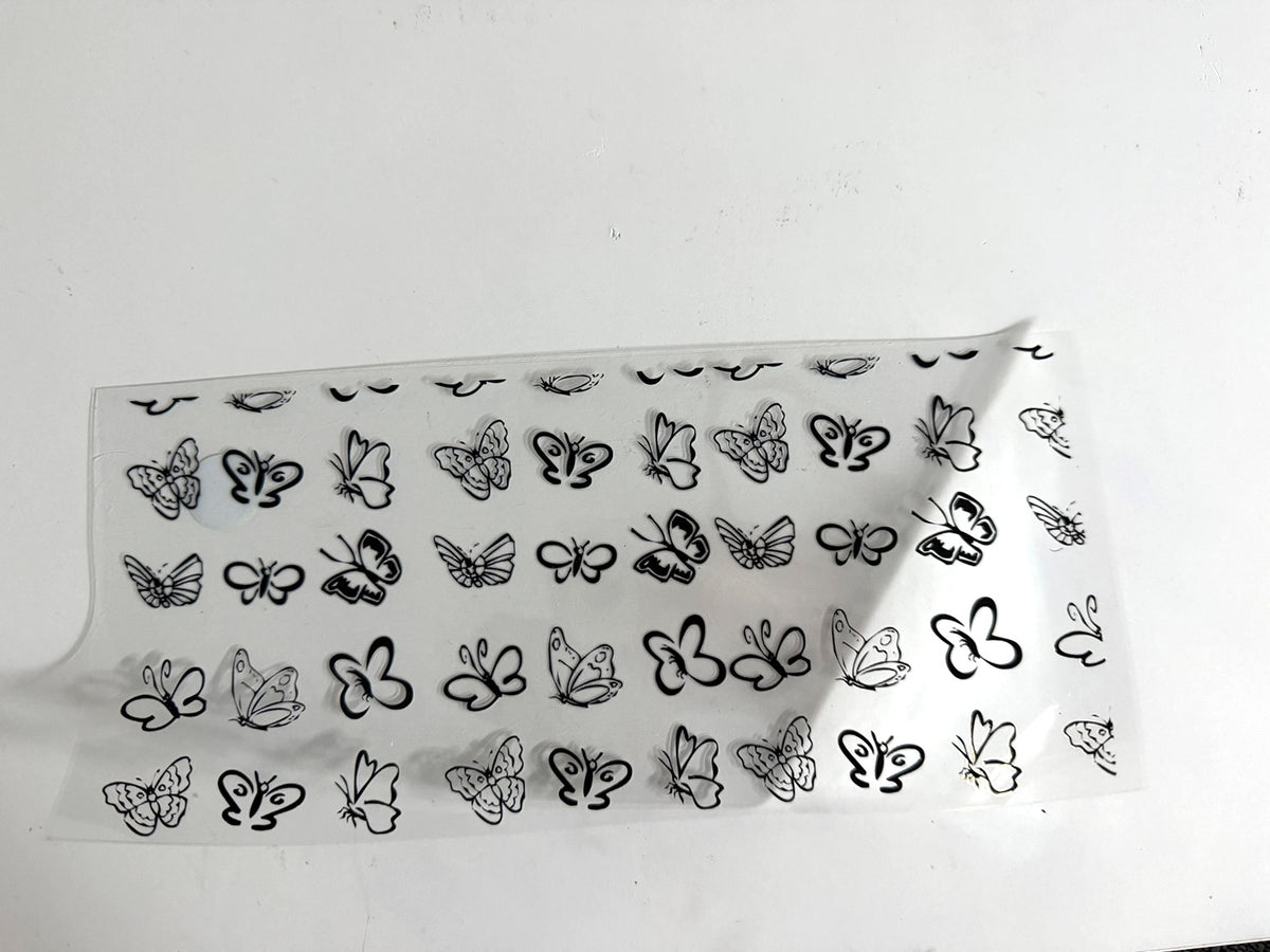 Black Butterfly Sketch Assortment UV DTF transfer sheet