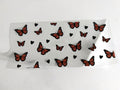 Orange Monarch-Style Butterflies & Black Hearts UV DTF transfer sheet