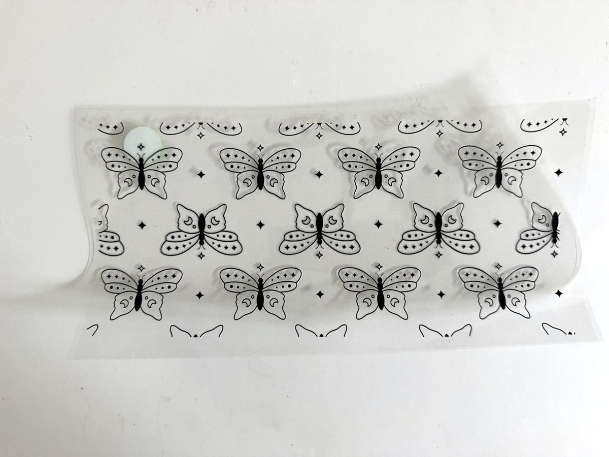 Celestial Butterfly, Crescent Moon & Stars UV DTF transfer sheet
