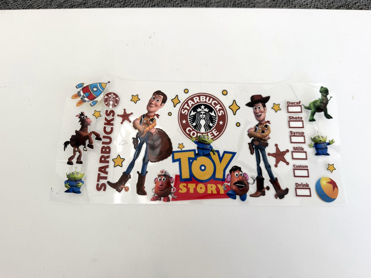 Toy Story Woody Coffee-Style Collage UV DTF transfer sheet