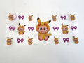 Pikachu-Costume Dolls & Purple Bows UV DTF transfer sheet