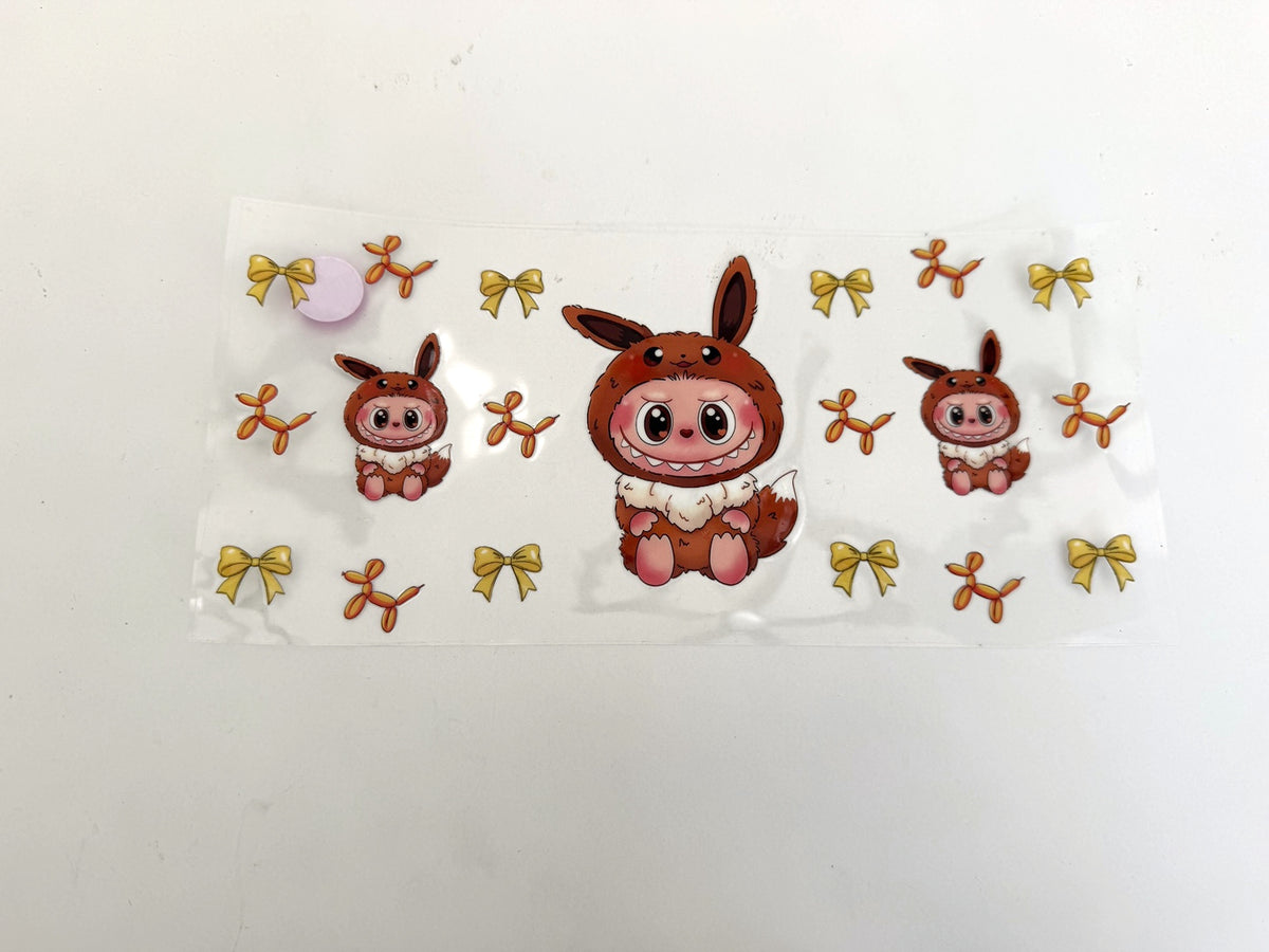 Eevee-Costume Dolls, Yellow Bows & Balloon Dogs UV DTF transfer sheet