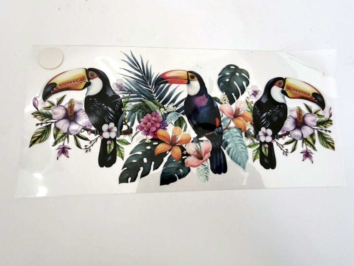 Tropical Toucans, Flowers & Foliage UV DTF transfer sheet