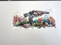 Sea Turtle, Colorful Coral & Seashell Reef UV DTF transfer sheet