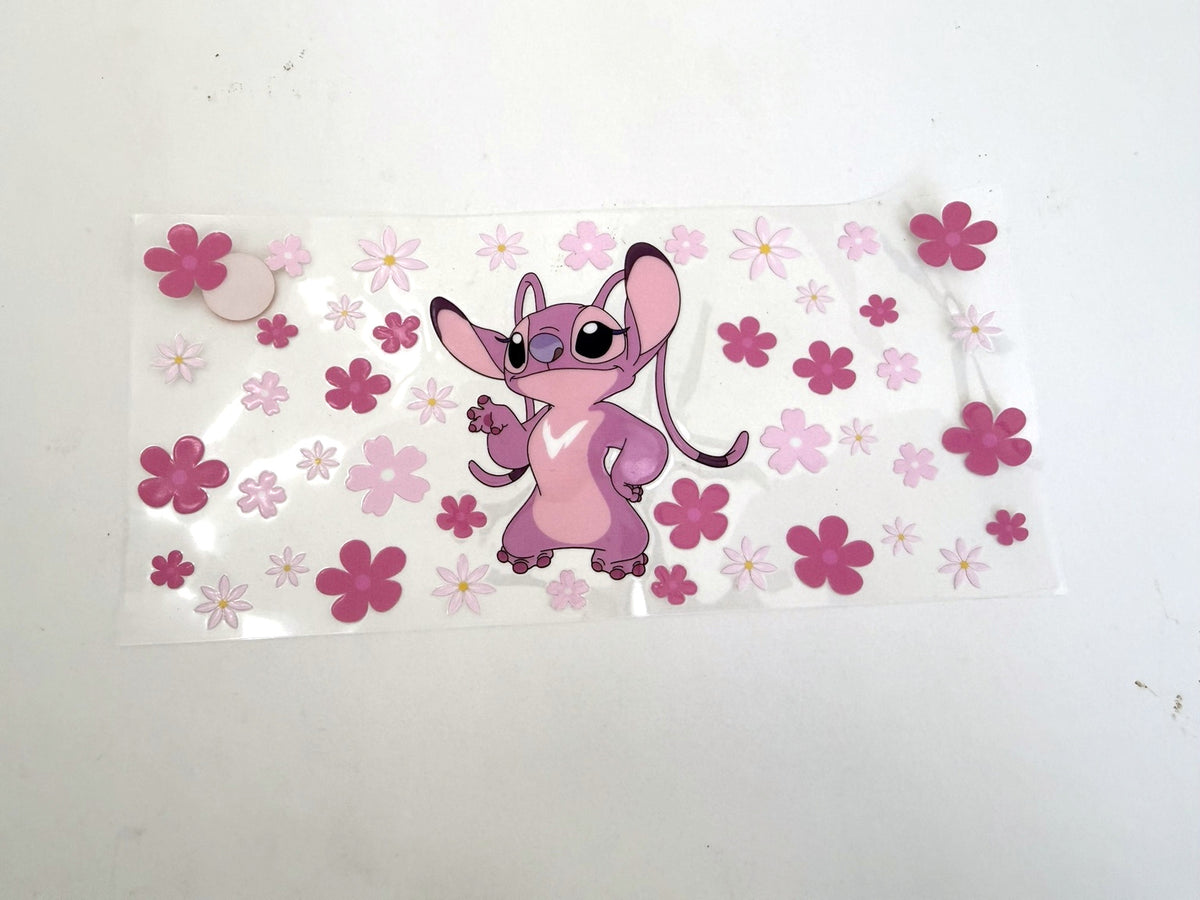 Angel with Pink Daisy Flower Pattern UV DTF transfer sheet