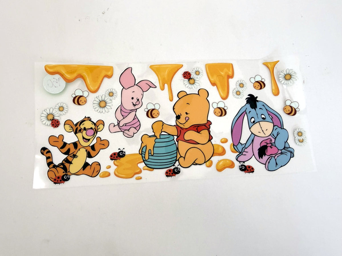 Winnie the Pooh Friends, Honey & Daisies UV DTF transfer sheet
