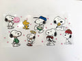 Snoopy Playful Poses, Pink Flowers & Woodstock UV DTF transfer sheet