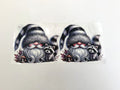 Black-and-White Woodland Gnome & Raccoon Duo UV DTF transfer sheet