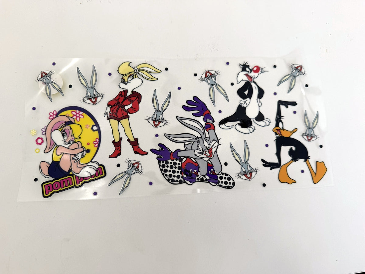 Looney Tunes Bugs, Lola, Sylvester & Daffy Collage UV DTF transfer sheet
