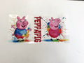 Peppa Pig Duo, Rainbow Paint Splashes & Lettering UV DTF transfer sheet