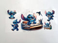Stitch Study Desk, Books & School Poses UV DTF transfer sheet