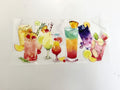 Watercolor Tropical Drinks & Fruit Garnishes UV DTF transfer sheet