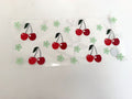 Red Cherry Pairs & Mint-Green Flowers UV DTF transfer sheet