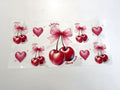 I Love You Cherry Much, Pink Bows & Hearts UV DTF transfer sheet