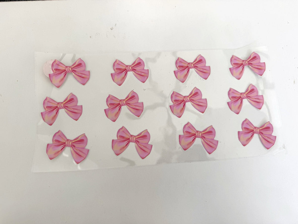 Soft Pink Satin-Style Bow Rows UV DTF transfer sheet