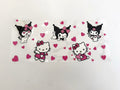 Hello Kitty & Kuromi with Pink Hearts UV DTF transfer sheet