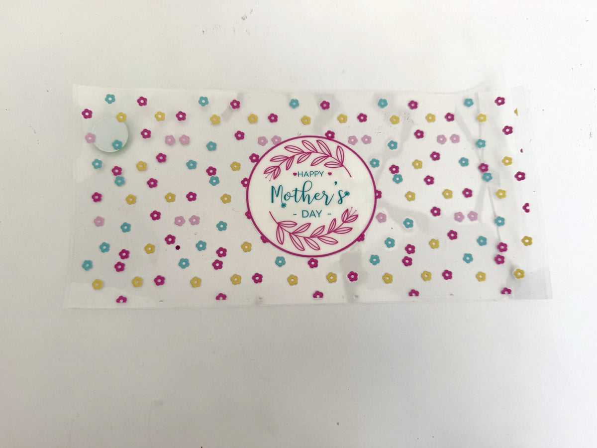 Happy Mother's Day Circle & Tiny Colorful Flowers UV DTF transfer sheet