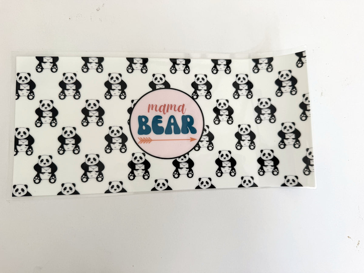 Mama Bear Circle & Panda Pattern UV DTF transfer sheet