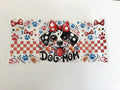 Dog Mom Dalmatian, Red Bows & Checkerboard UV DTF transfer sheet
