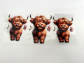 Shaggy Highland Cow Trio & Small Flowers