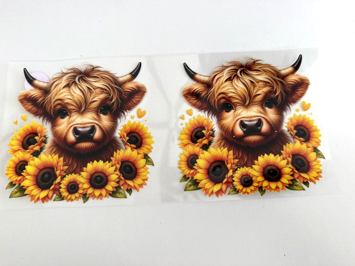 Highland Cow Faces & Sunflower Borders