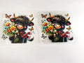 Black Highland Calves, Flower Bouquets & Butterflies
